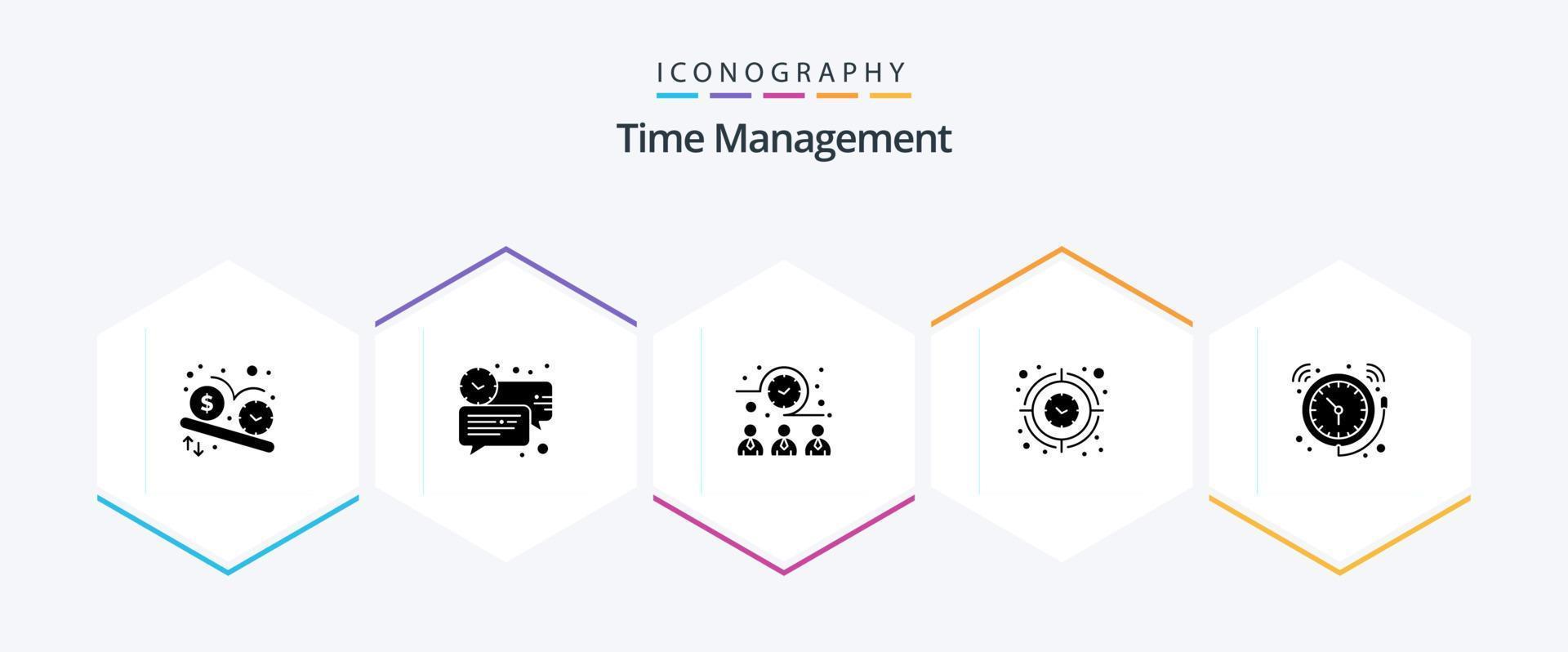 Time Management 25 Glyph icon pack including time. focus. message. clock. time vector