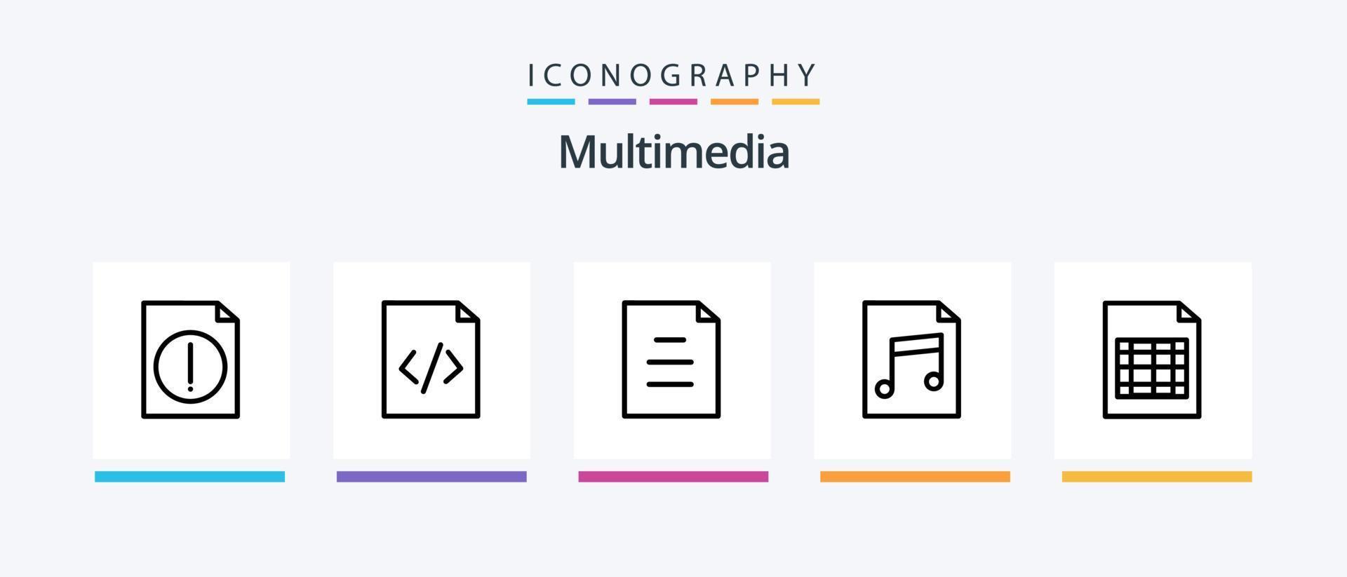 Multimedia Line 5 Icon Pack Including . html. text. document. Creative Icons Design vector