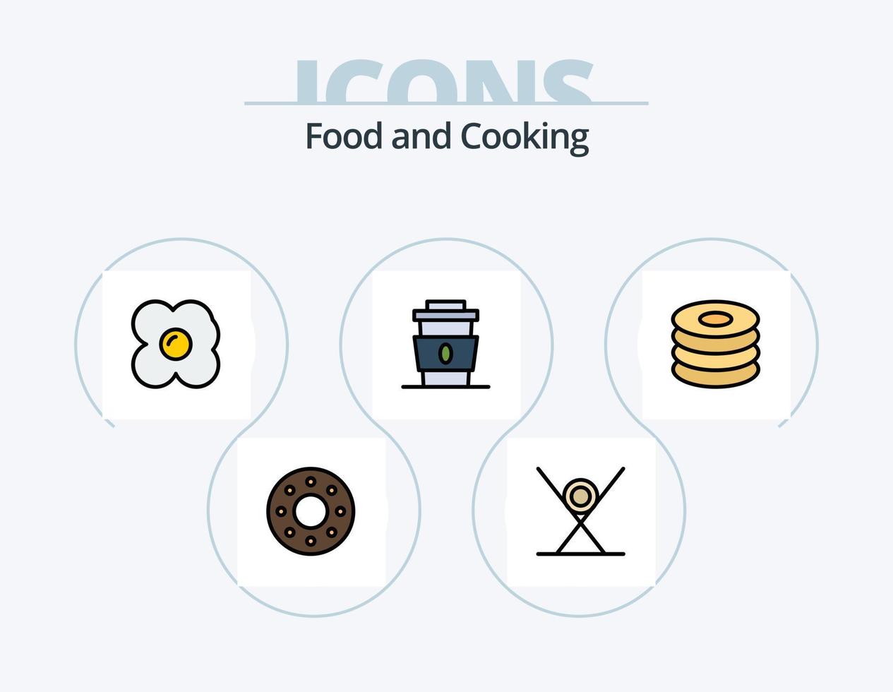Food Line Filled Icon Pack 5 Icon Design. pasta. food. bread. meal. drink vector