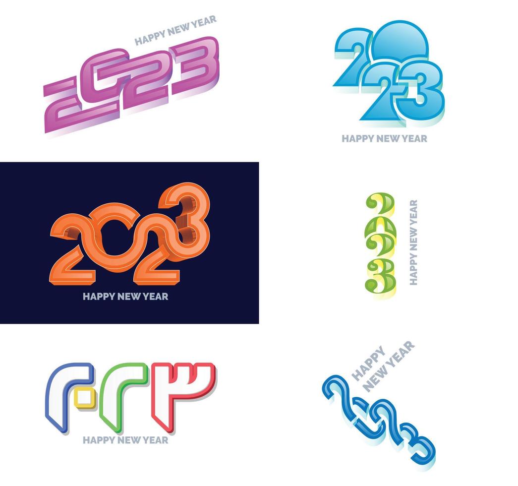 gran conjunto de 2023 feliz año nuevo diseño de texto de logotipo plantilla de diseño de número 2023 vector