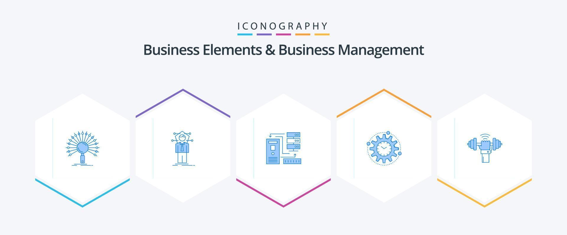 Business Elements And Business Managment 25 Blue icon pack including processing. efficiency. network. information. database vector
