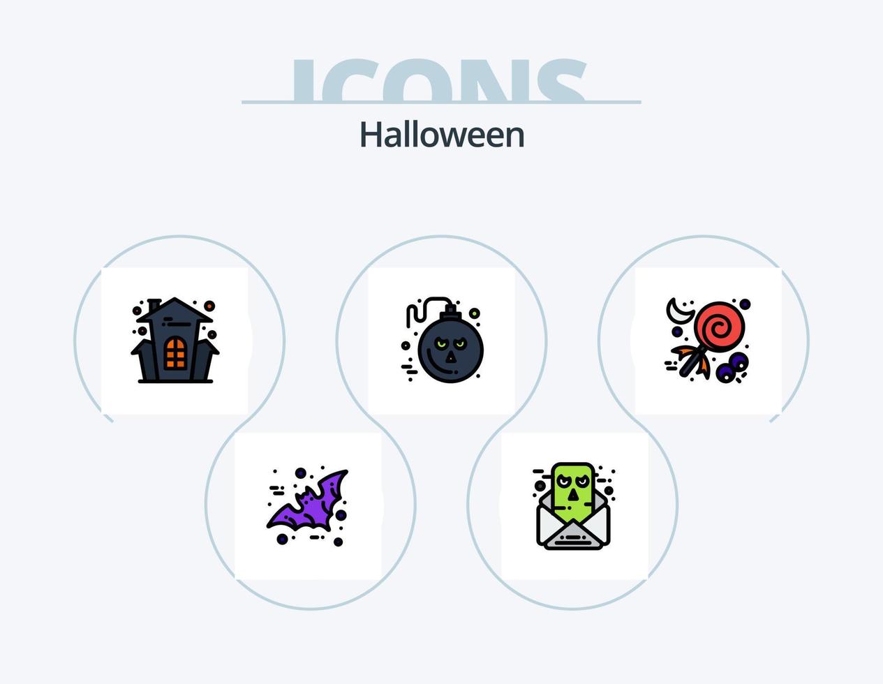 paquete de iconos llenos de línea de halloween 5 diseño de iconos. Víspera de Todos los Santos. calendario. Víspera de Todos los Santos. aterrador. demonio necrófago vector