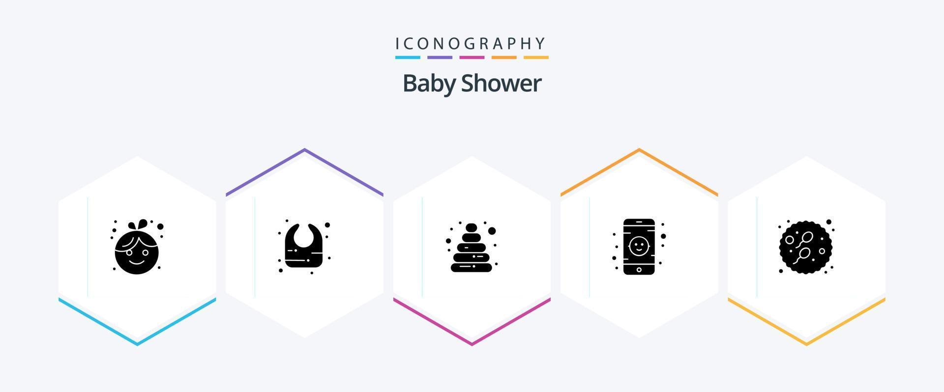 baby shower paquete de iconos de 25 glifos que incluye. sexual. pirámide. bebé. juguete vector