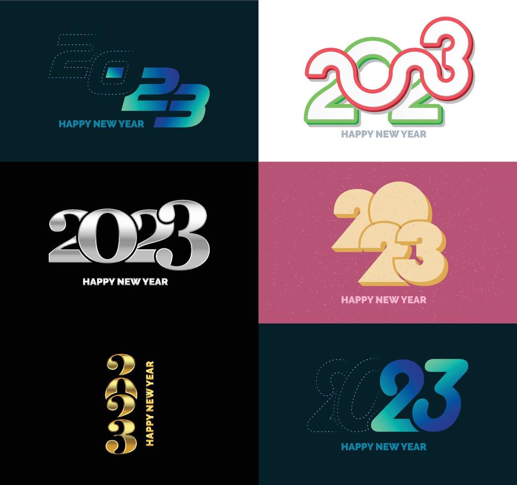 Big Collection of 2023 Happy New Year symbols Cover of business diary for 2023 with wishes vector