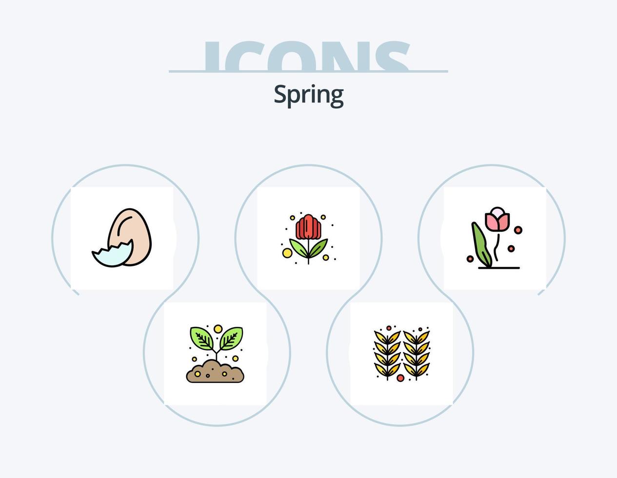 paquete de iconos lleno de línea de primavera 5 diseño de iconos. creciente. primavera. flor. naturaleza. flor vector