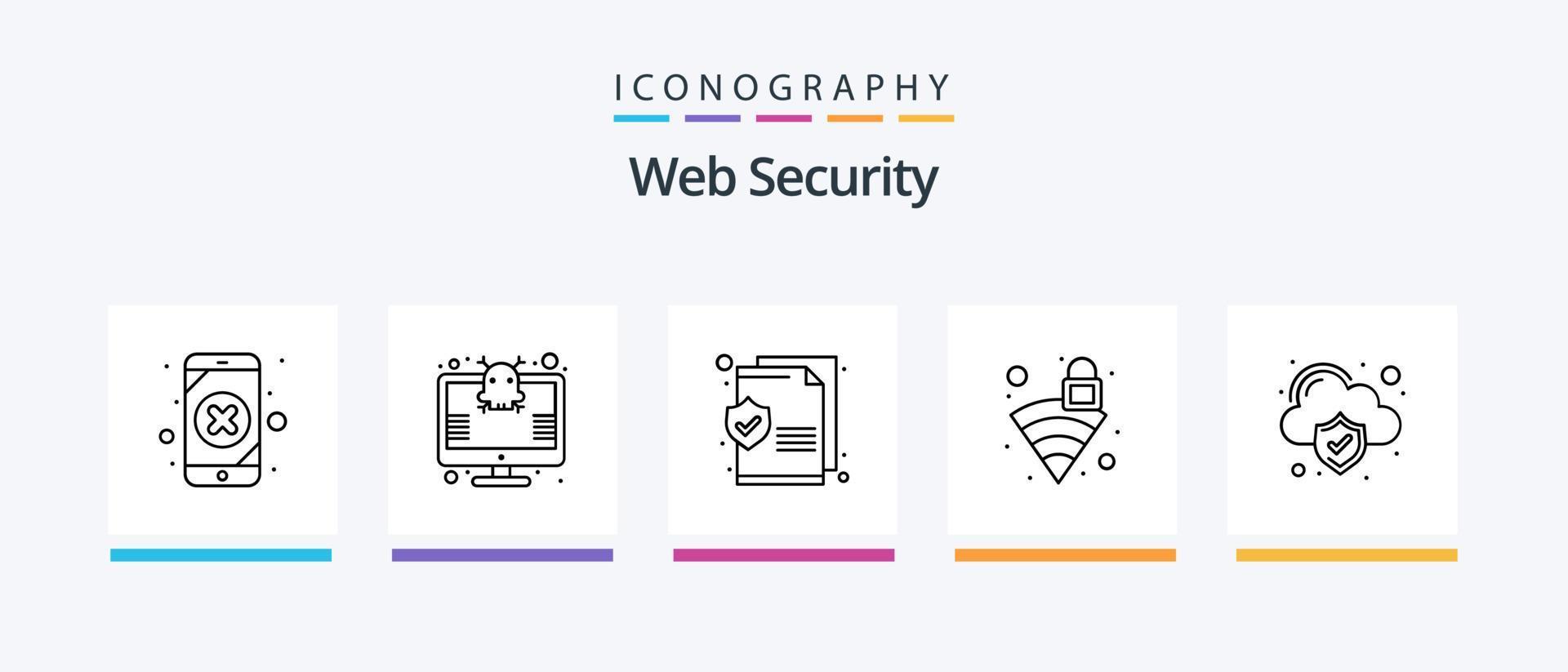 Web Security Line 5 Icon Pack Including cyber. security. ban. lock. cloud. Creative Icons Design vector