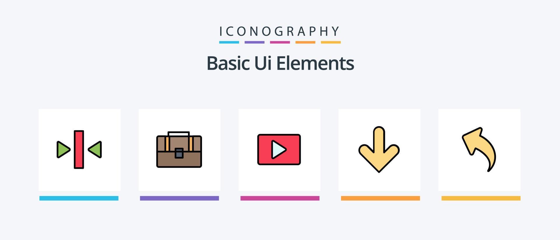 Basic Ui Elements Line Filled 5 Icon Pack Including image. loading. arrows. hour. computer. Creative Icons Design vector