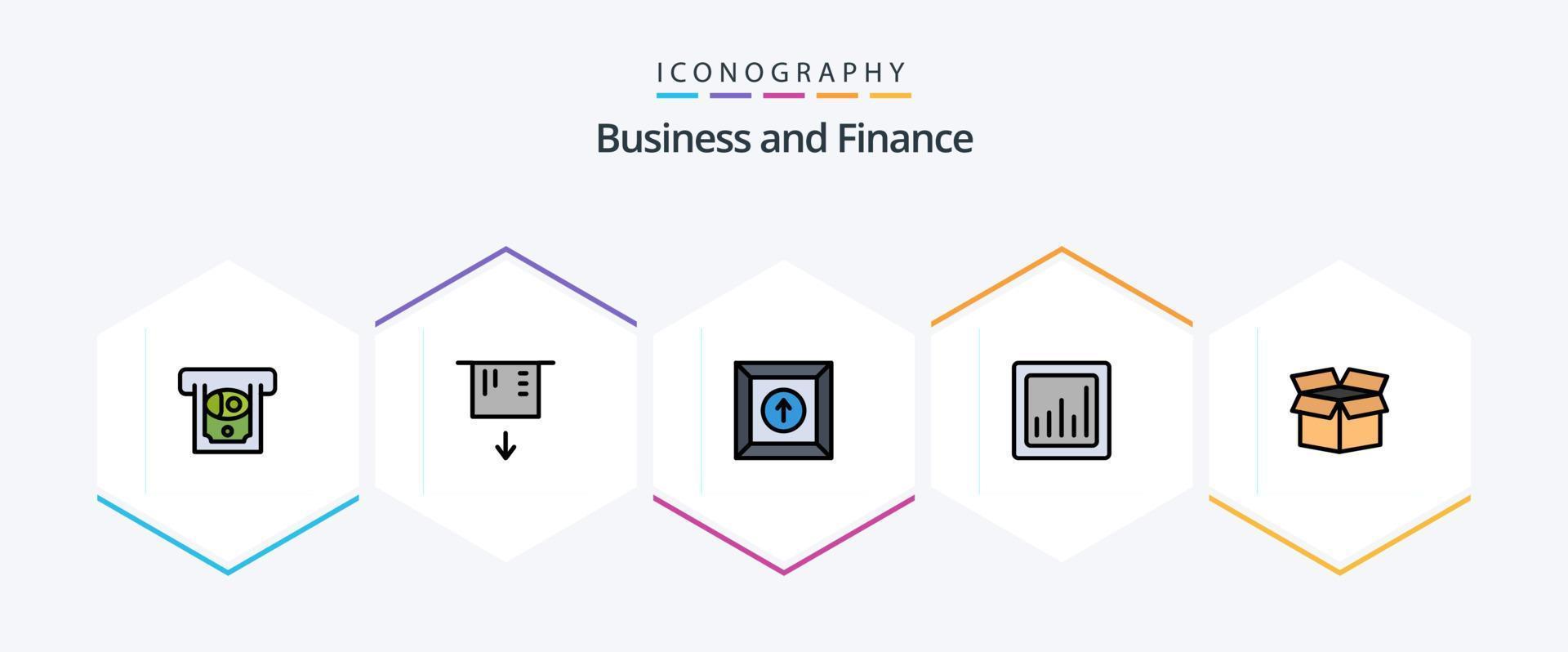 Finance 25 FilledLine icon pack including . . upload. product. box vector