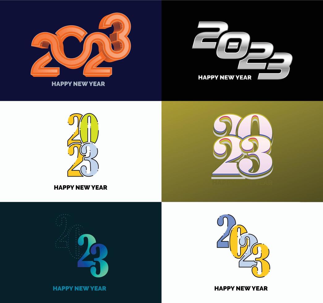 Big Set of 2023 Happy New Year logo text design 2023 number design template vector