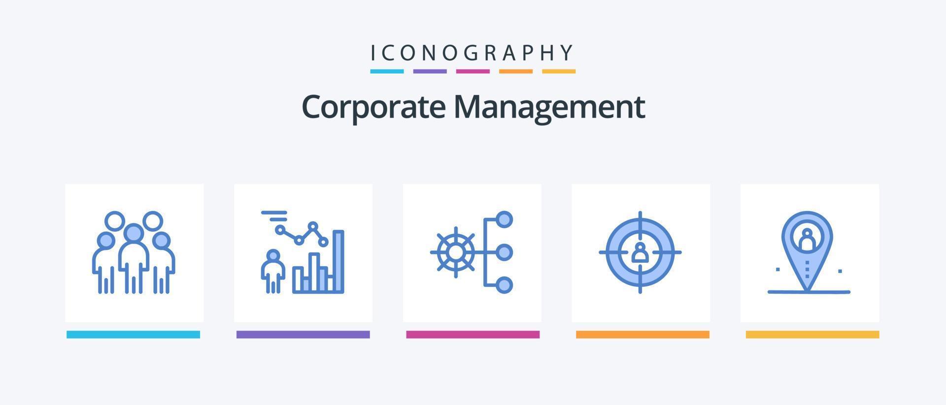 Corporate Management Blue 5 Icon Pack Including marketing. audience. management. organization. corporate. Creative Icons Design vector