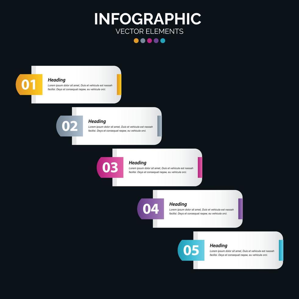 5 Option Infographics diagram annual report web design Business concept steps or processes vector