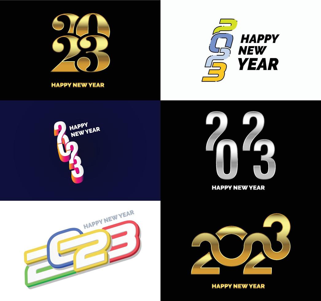 Big Collection of 2023 Happy New Year symbols Cover of business diary for 2023 with wishes vector