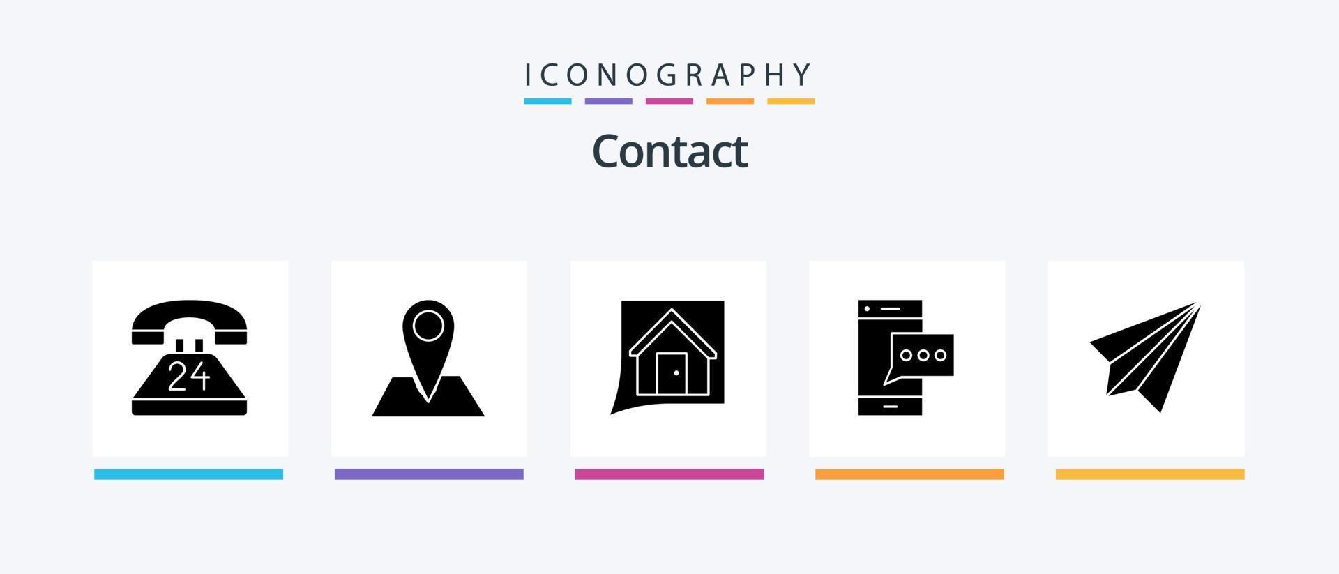 Contact Glyph 5 Icon Pack Including phone. message. pin. contact. convo. Creative Icons Design vector