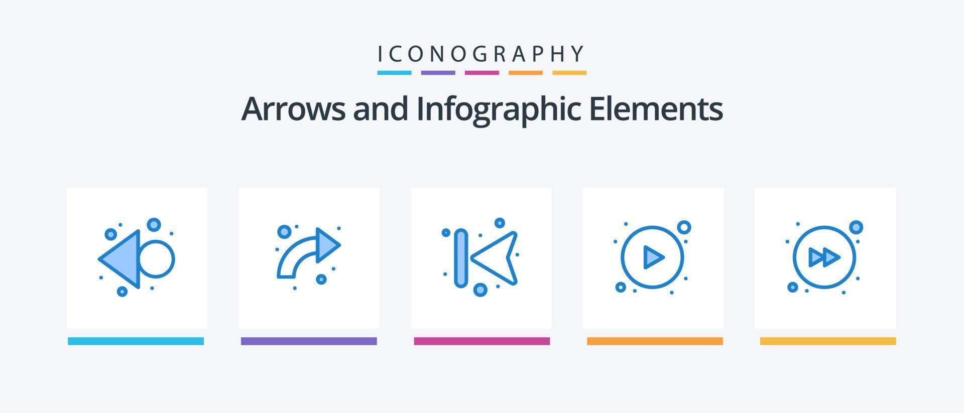 paquete de iconos de flecha azul 5 que incluye la derecha. flecha. flechas botón. flechas diseño de iconos creativos vector