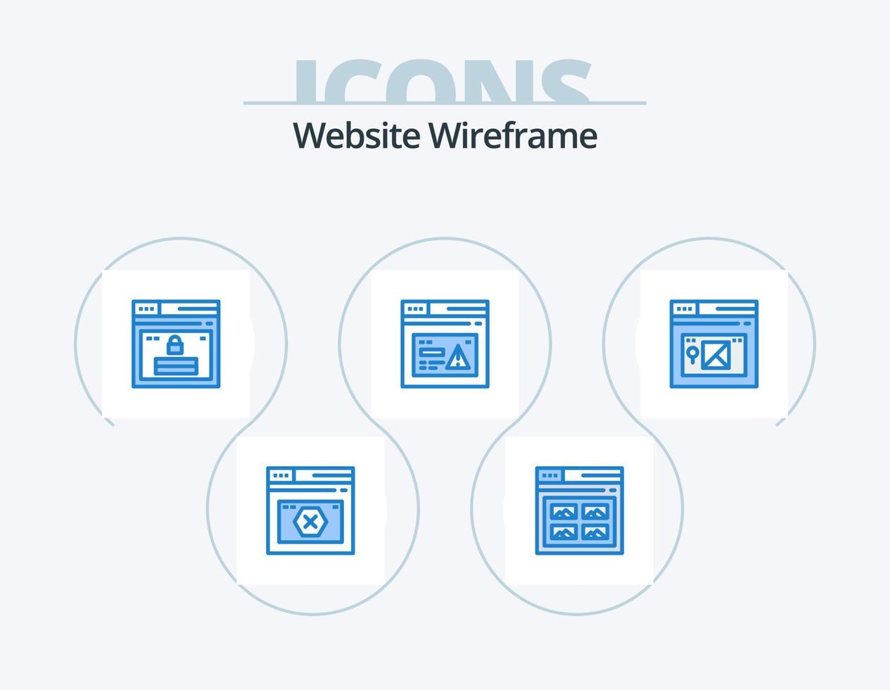 Website Wireframe Blue Icon Pack 5 Icon Design. web. internet. website. password. web vector