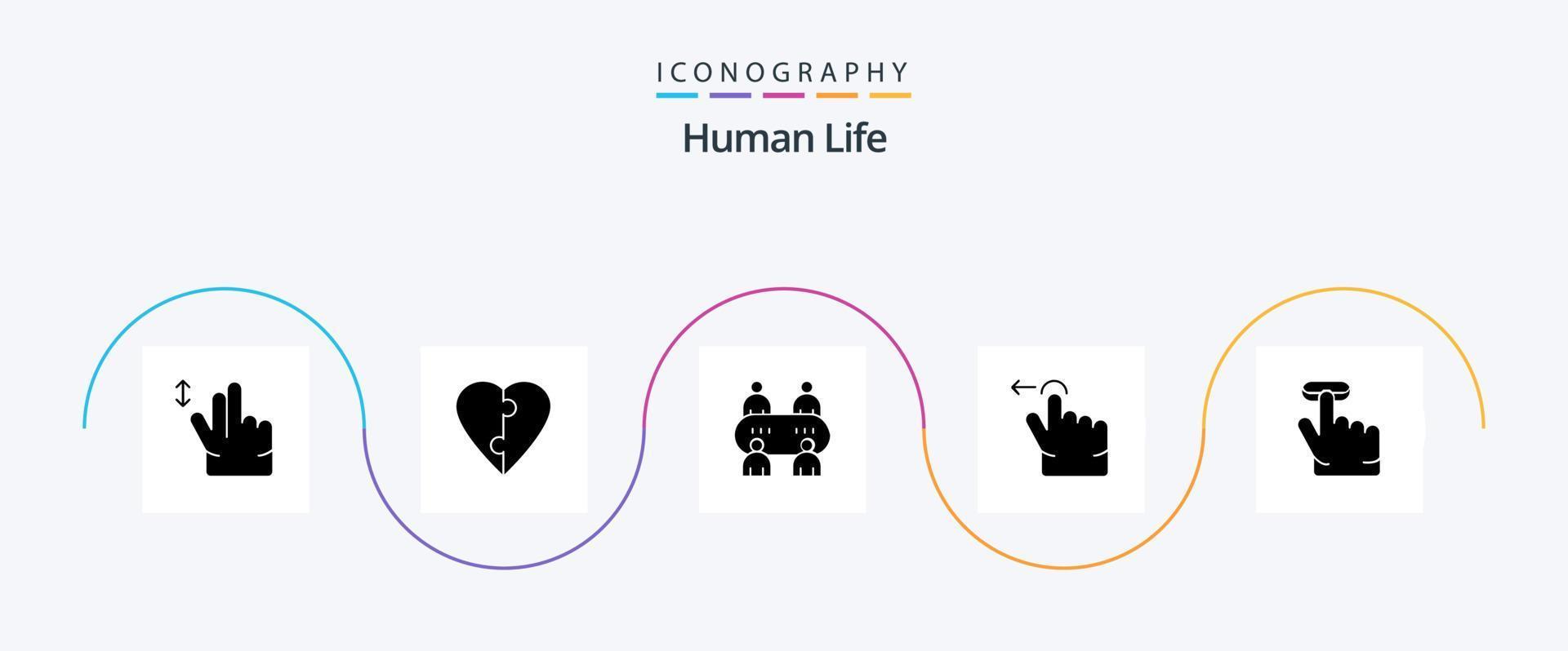 paquete de iconos de glifo humano 5 que incluye . mesa. gesto. hacer clic vector