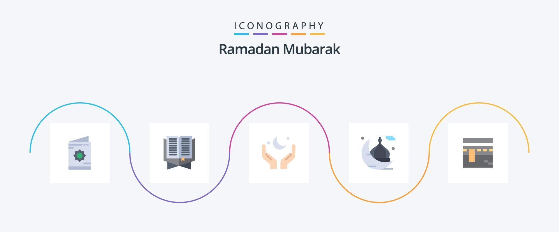 Ramadan Flat 5 Icon Pack Including mosque. moon. ramadhan. eid. moon vector