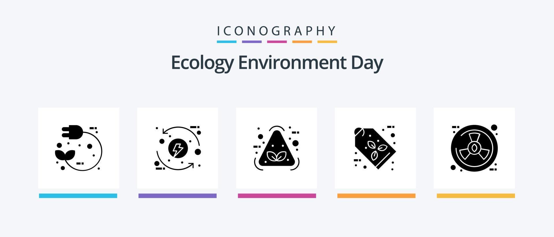 paquete de iconos de glifo ecológico 5 que incluye etiqueta. etiqueta ecológica. ecológico ecológico artículo. diseño de iconos creativos vector