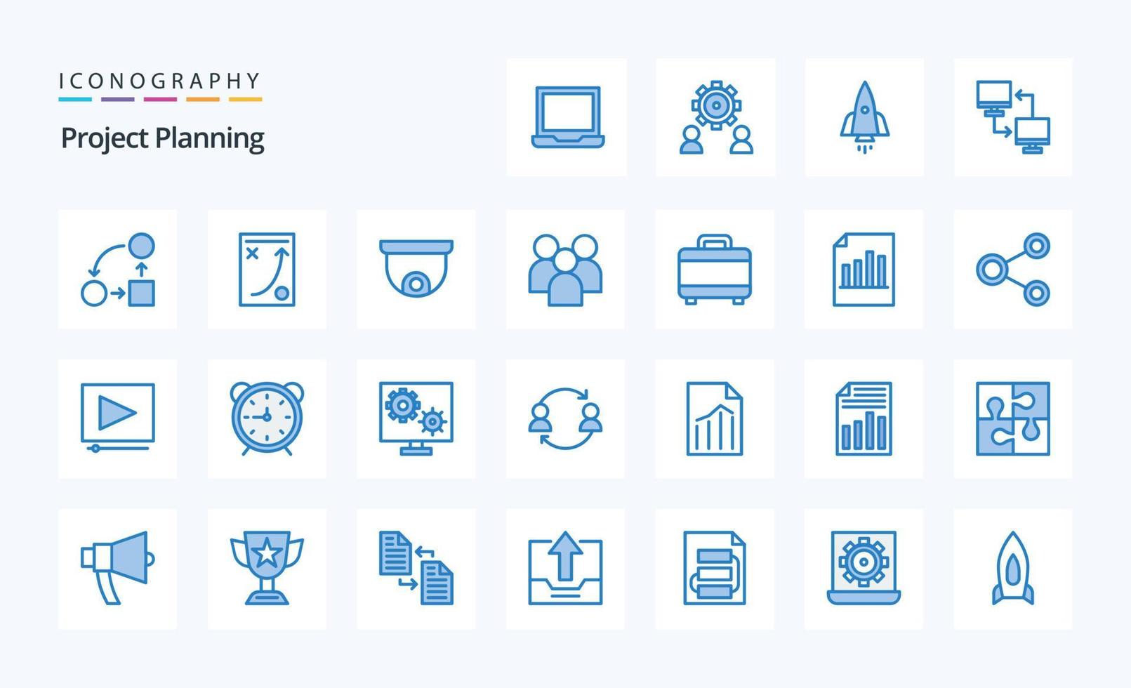 25 Project Planing Blue icon pack vector