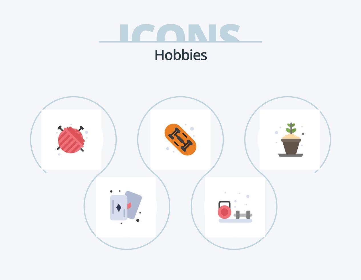 hobbies flat icon pack 5 diseño de iconos. maceta. aficiones. modista. planta. junta vector