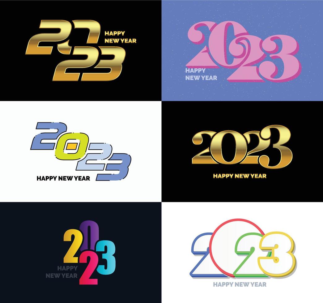 Big Set of 2023 Happy New Year logo text design 2023 number design template vector