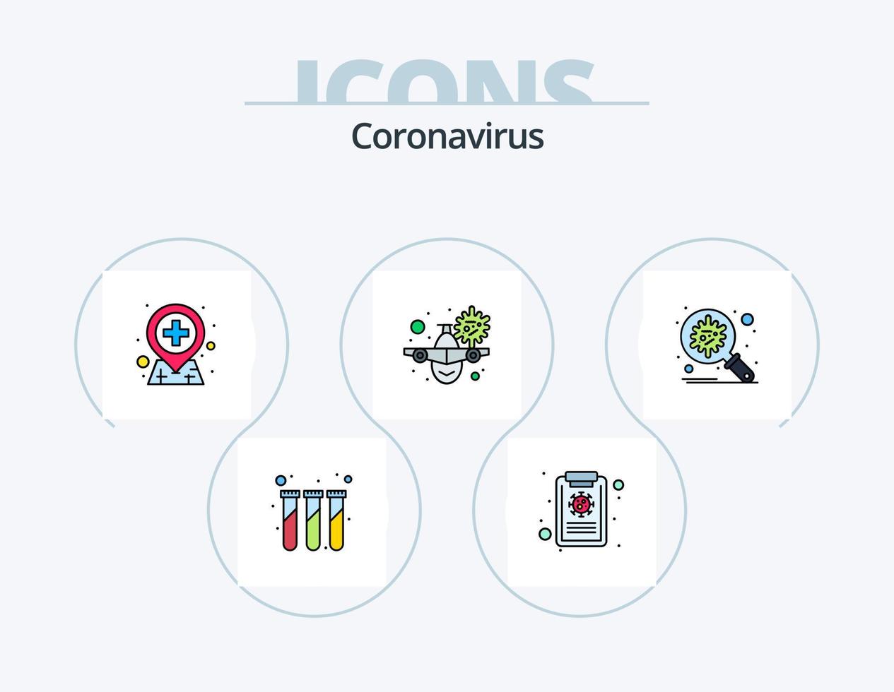 Coronavirus Line Filled Icon Pack 5 Icon Design. healthcare. medicine. diseases. capsule. fever vector