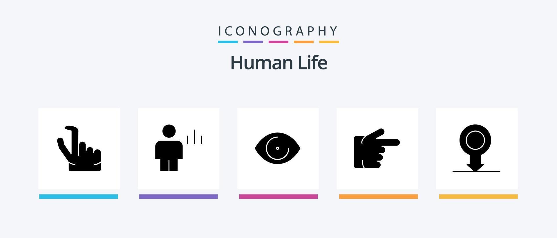 Human Glyph 5 Icon Pack Including sex. human. eye. right. finger. Creative Icons Design vector