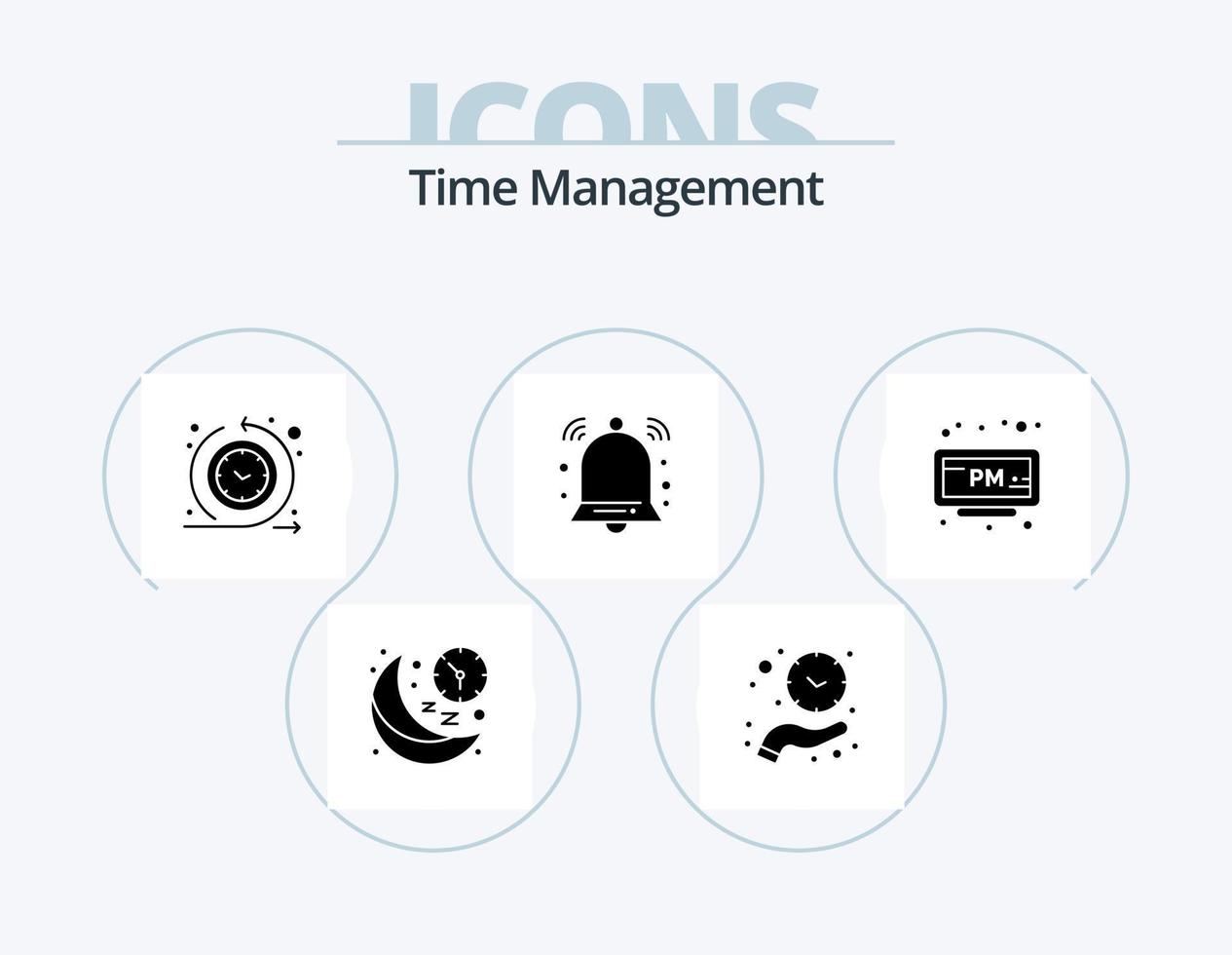 Time Management Glyph Icon Pack 5 Icon Design. signal. bell. time. alert. routine vector
