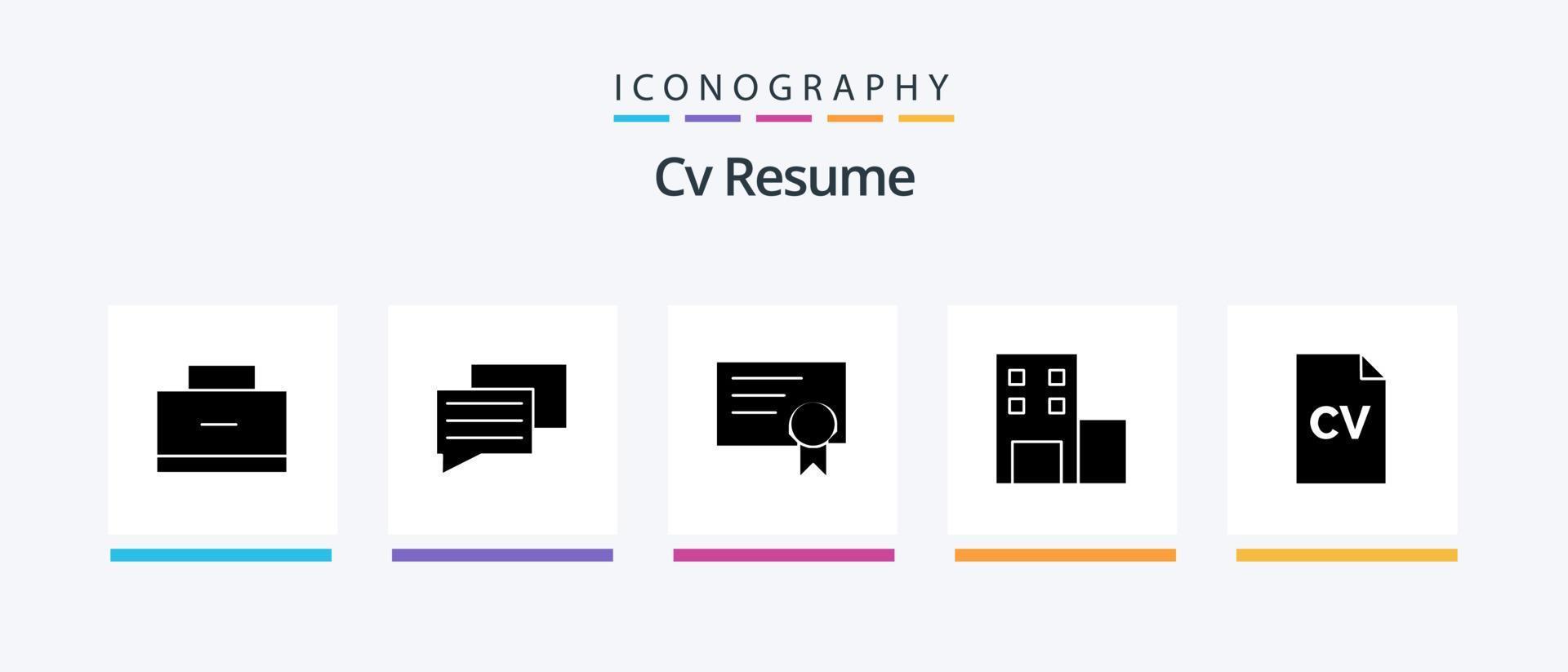 Cv Resume Glyph 5 Icon Pack Including . school . message. education . education. Creative Icons Design vector