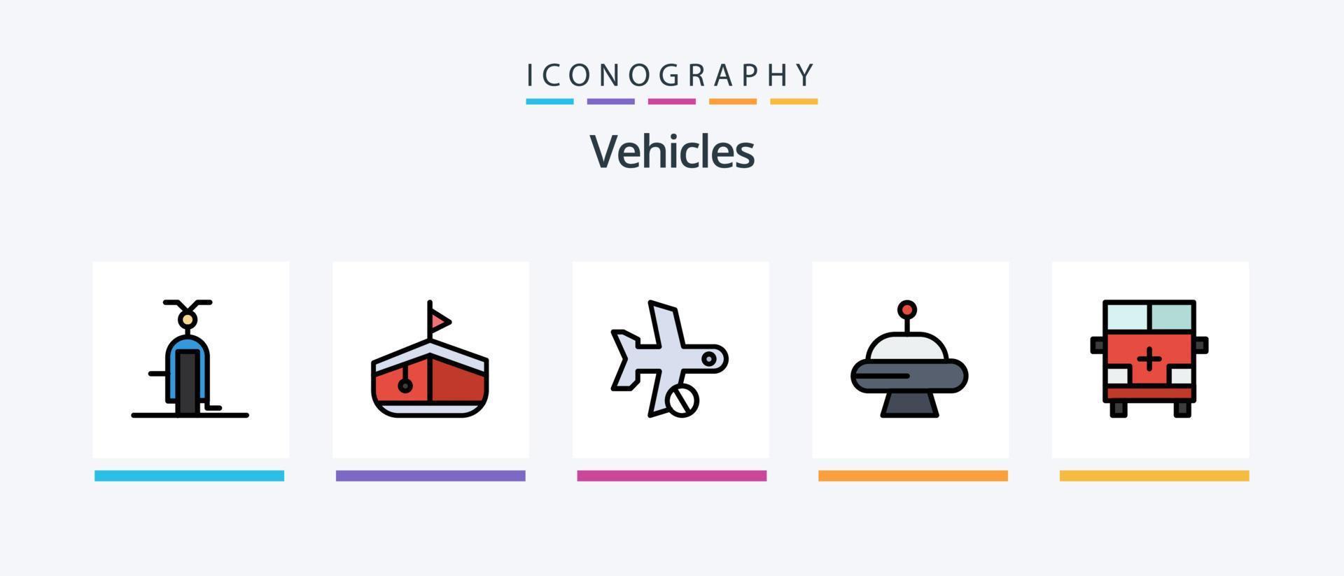 Vehicles Line Filled 5 Icon Pack Including take. off. vehicles. flight. transportation. Creative Icons Design vector