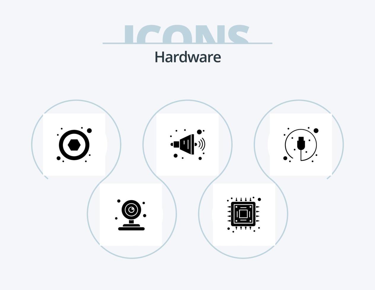 Hardware Glyph Icon Pack 5 Icon Design. . cable. screw. plug. electronic vector