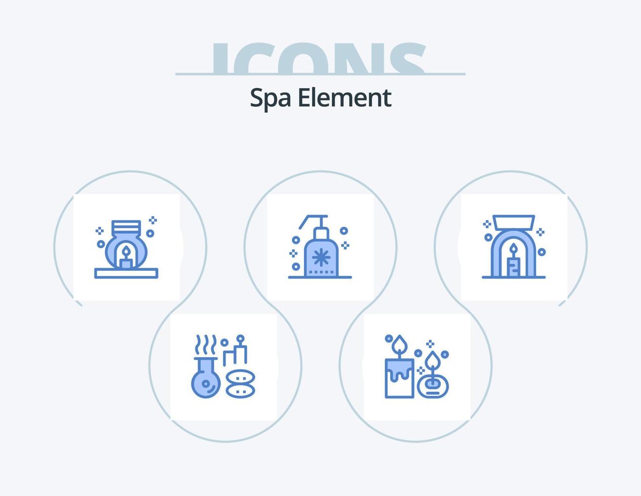Spa Element Blue Icon Pack 5 Icon Design. aroma spa lamp. soap. lamp. foam. spa vector