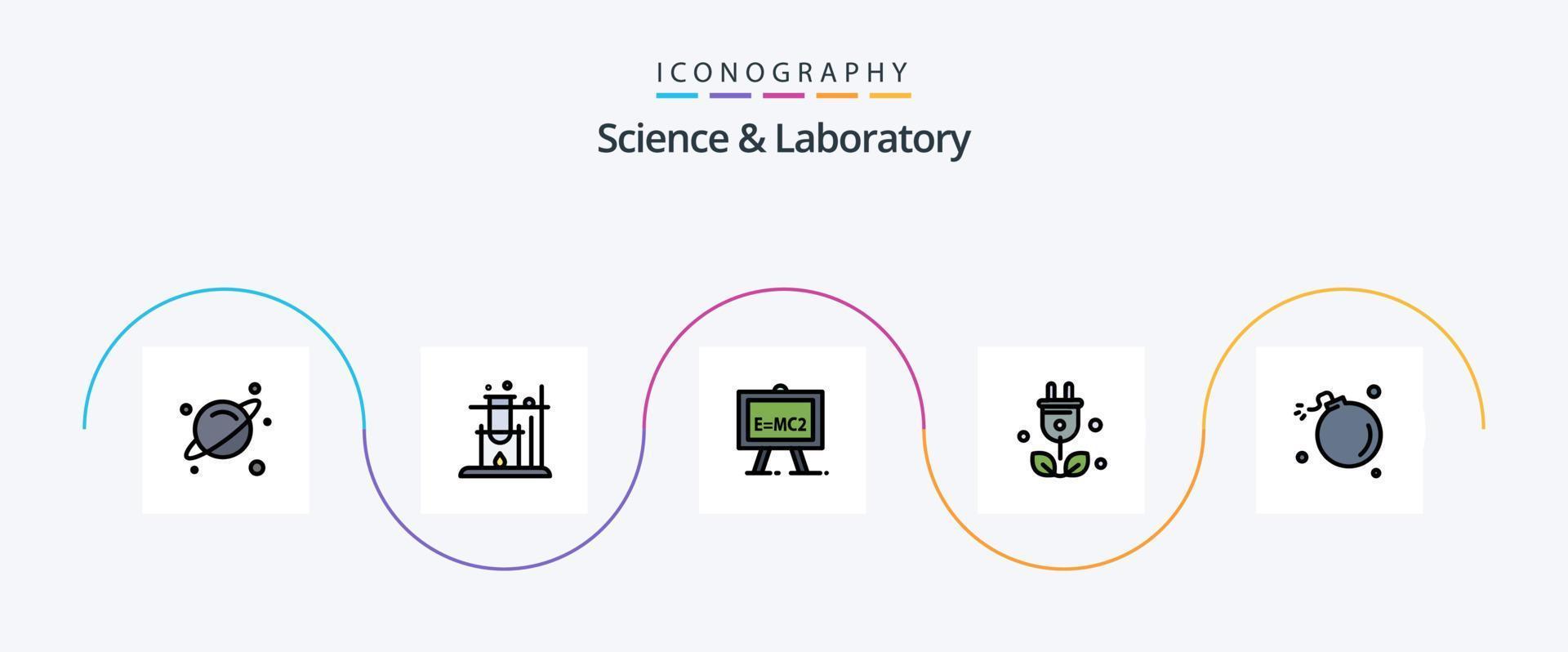 Science Line Filled Flat 5 Icon Pack Including meteor. comet. science. bomb. green vector