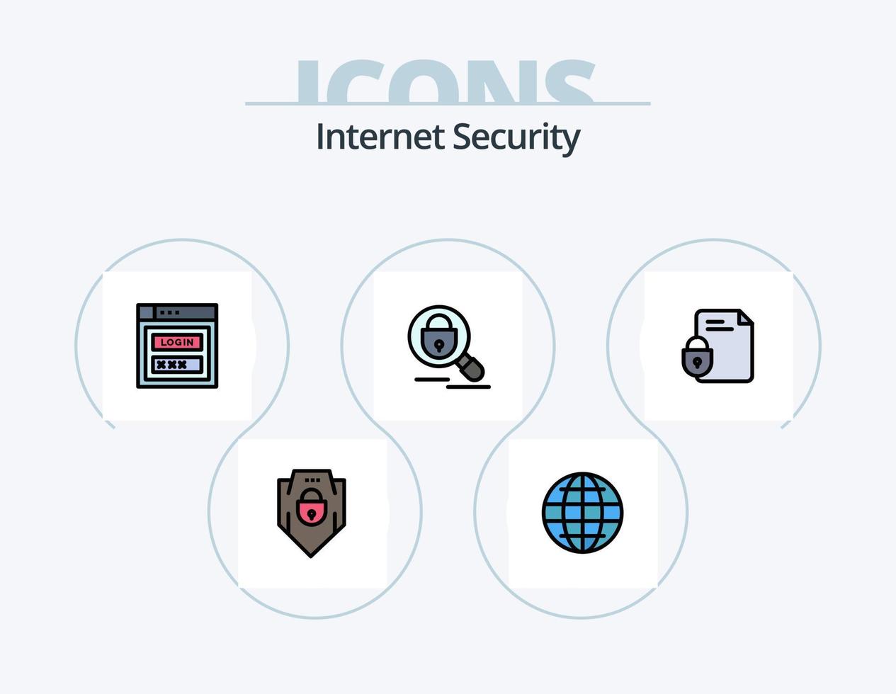 Internet Security Line Filled Icon Pack 5 Icon Design. internet. lock. bug. internet. security vector