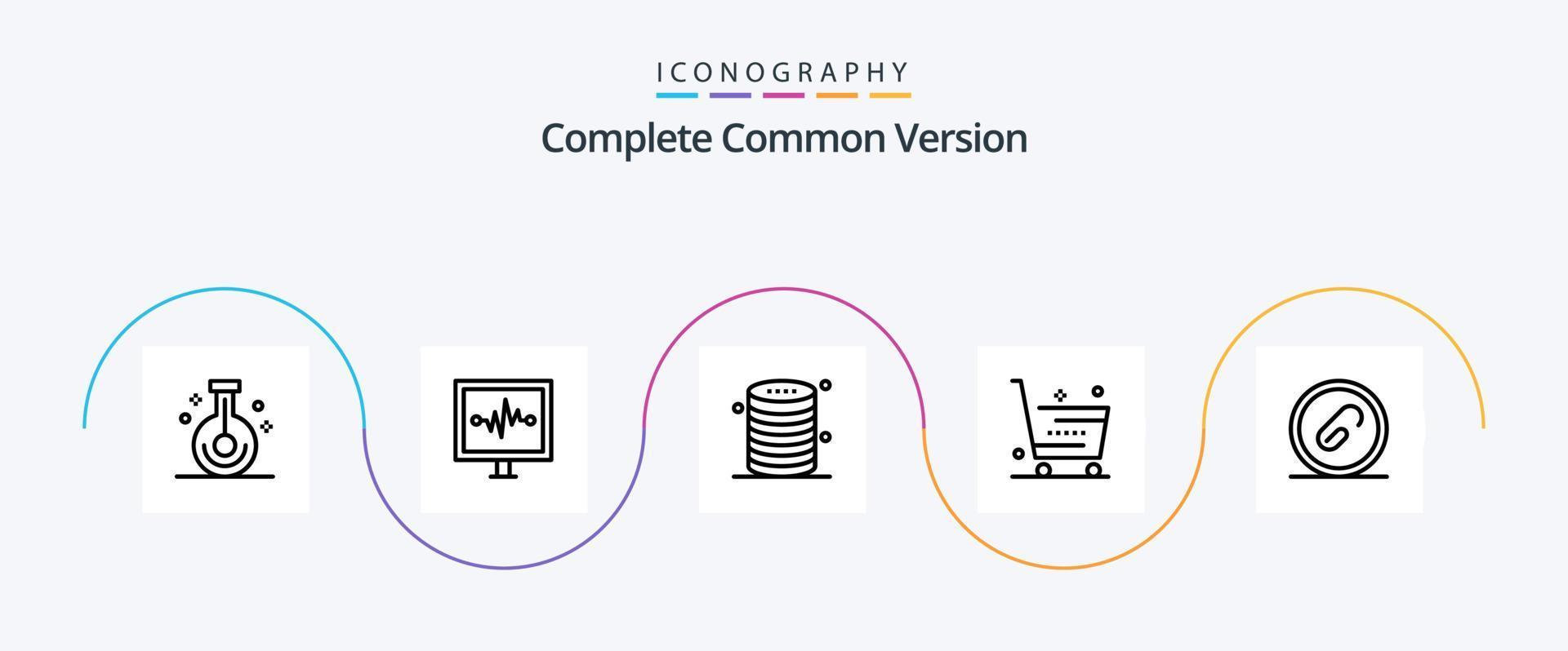 paquete completo de íconos de línea 5 de versión común que incluye tienda. comercio electrónico línea de pulso carro. servidor vector