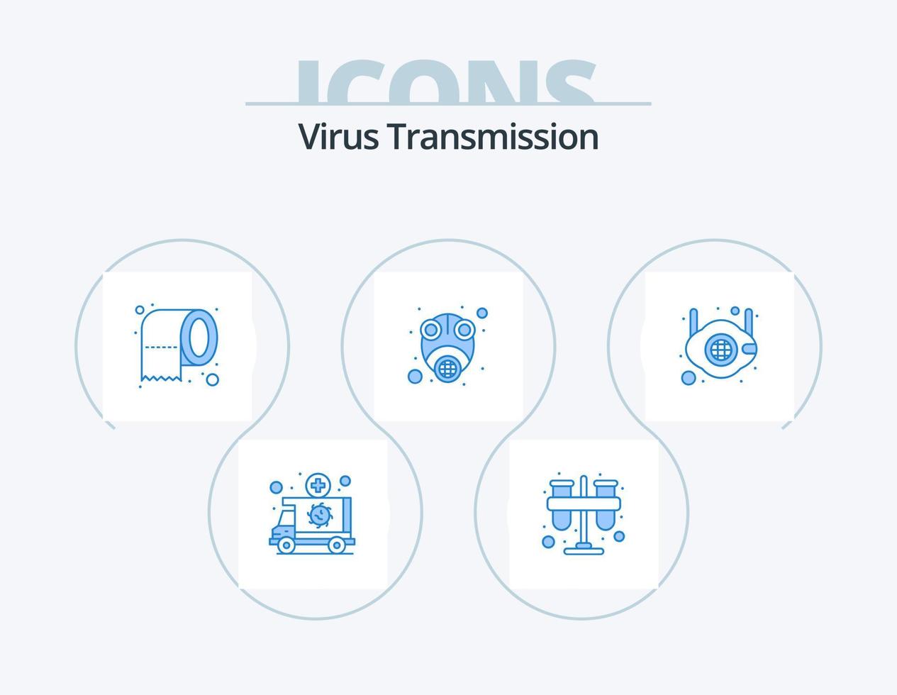 Virus Transmission Blue Icon Pack 5 Icon Design. mask. protect. cleaning. mask. epidemic vector