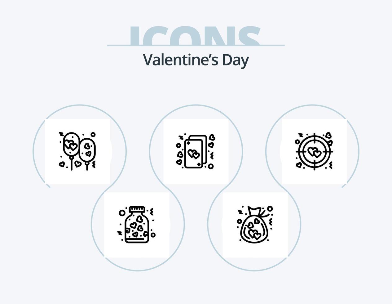 paquete de iconos de línea de día de san valentín 5 diseño de iconos. corazones. romance. pastel. amar. botella vector
