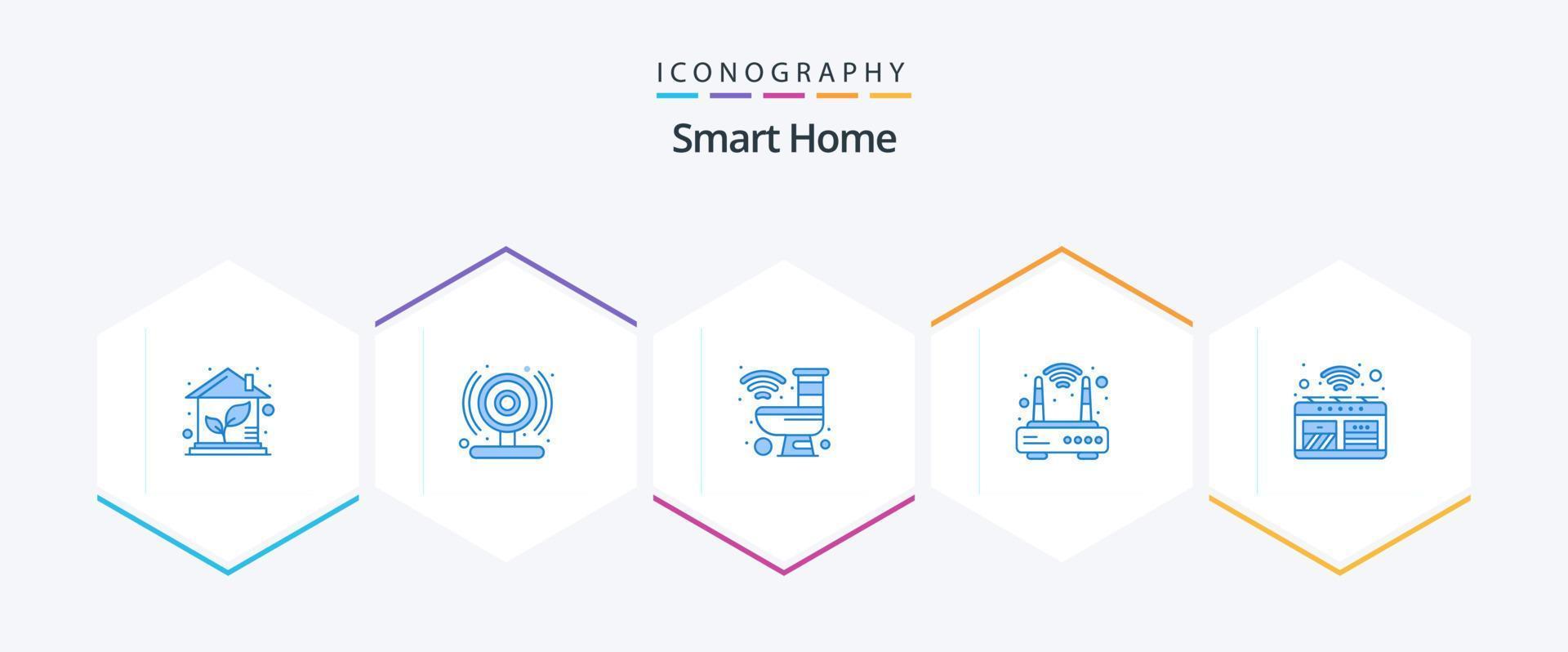 Smart Home 25 Blue icon pack including oven. wifi. bathroom. router. smart vector