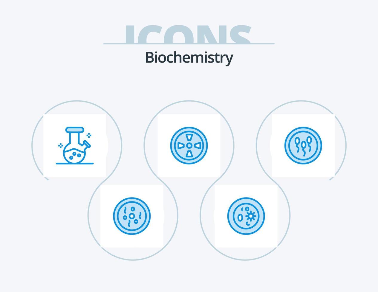 paquete de iconos de bioquímica azul 5 diseño de iconos. química. bioquímica. laboratorio. viento. admirador vector