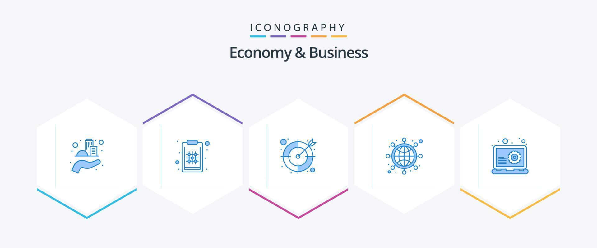 Economy And Business 25 Blue icon pack including seo. business. world wide. network vector