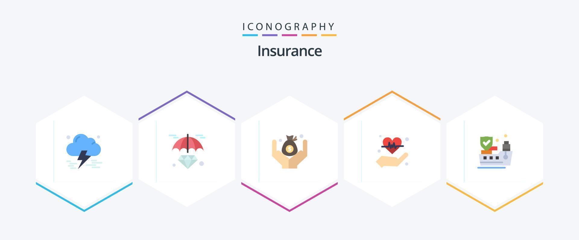 Insurance 25 Flat icon pack including protection. ship. insurance. heart. hold vector