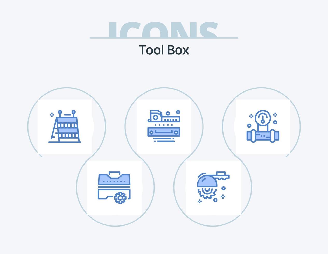 Tools Blue Icon Pack 5 Icon Design. plump. tapeline. barrier. ruler. level vector