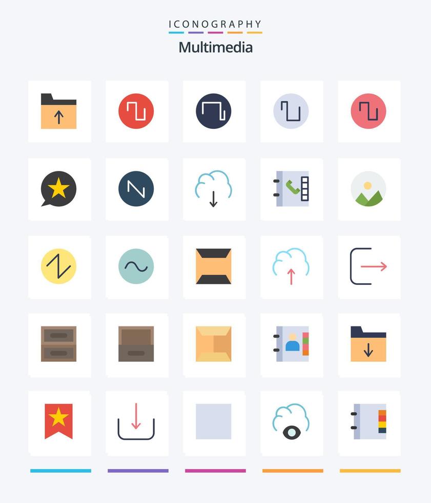 paquete de iconos planos creativos multimedia 25 como multimedia. datos. mensaje. nube. sonido vector