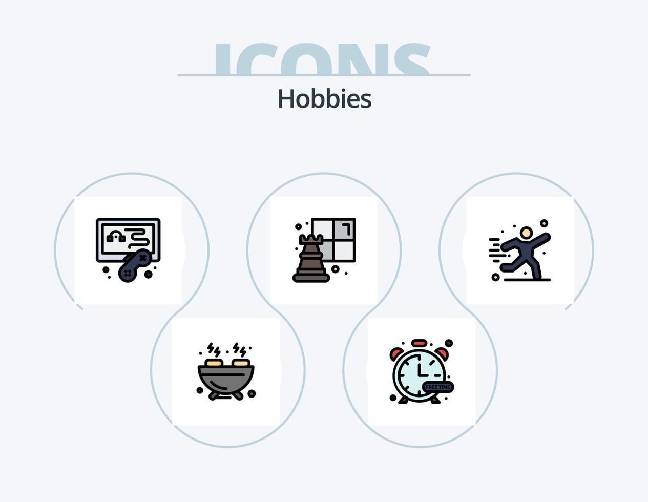 Hobbies Line Filled Icon Pack 5 Icon Design. card. hobbies. hobbies. pot. hobbies vector