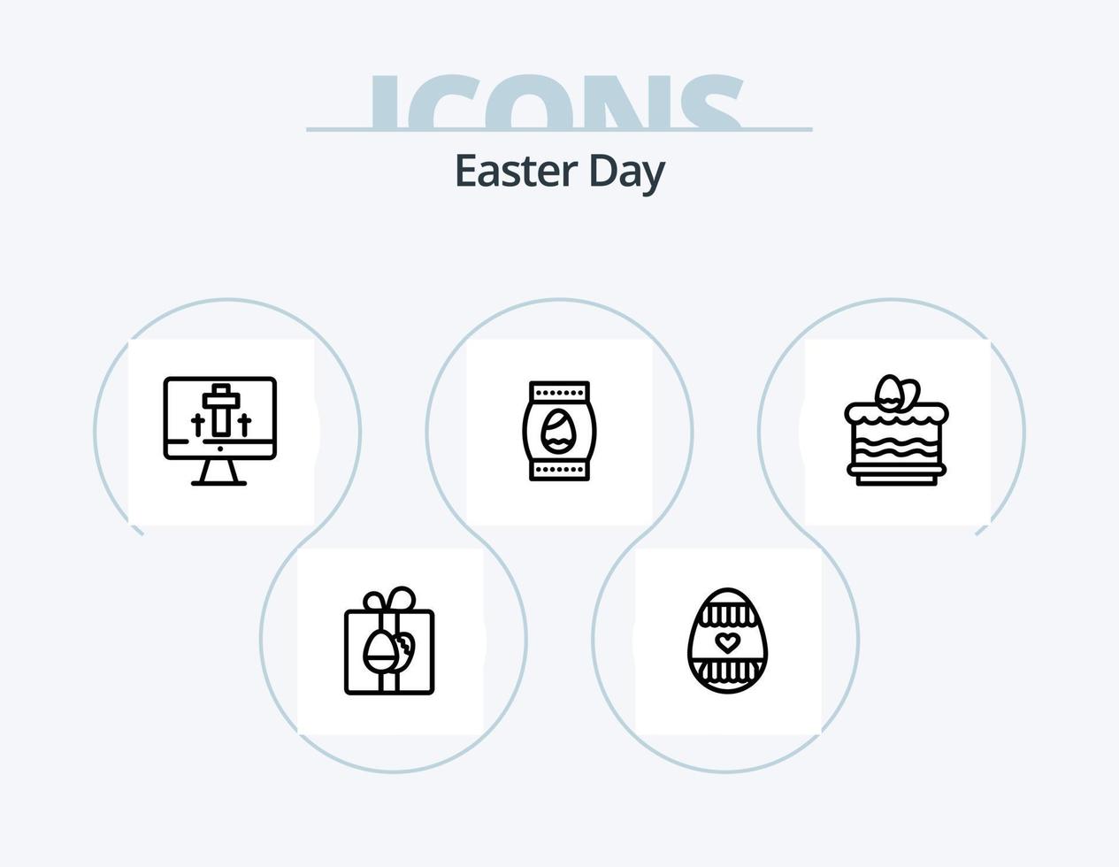 paquete de iconos de línea de Pascua 5 diseño de iconos. día festivo. el huevo de Pascua. cristiano. Pascua de Resurrección. pantalla vector