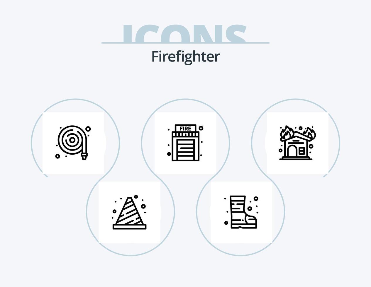 Firefighter Line Icon Pack 5 Icon Design. fire. fire. house. bell. alarm vector