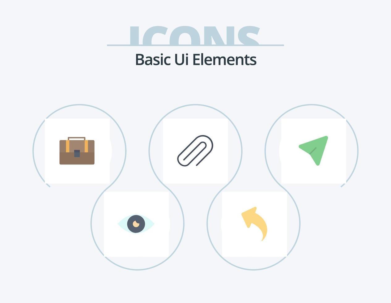 Basic Ui Elements Flat Icon Pack 5 Icon Design. arrow. paper. arrows. metal. hand bag vector