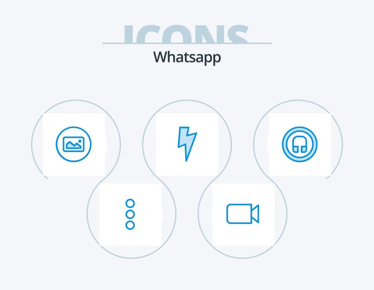 paquete de iconos azul de whatsapp 5 diseño de iconos. ui auricular. foto. auricular. básico vector