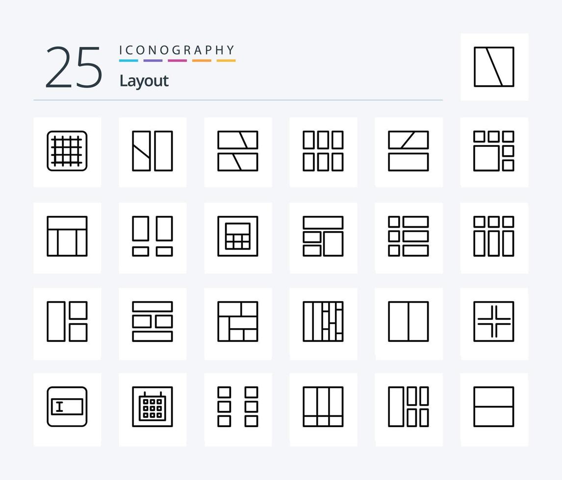 Layout 25 Line icon pack including frame. wireframe. website. calculator. layout vector