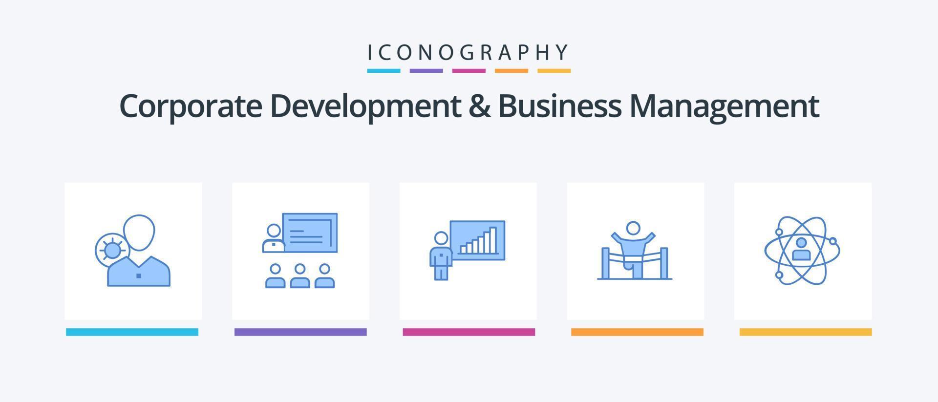 Corporate Development And Business Management Blue 5 Icon Pack Including winner. efforts. business. chart. graph. Creative Icons Design vector